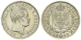Preussen, AR 1/6 Taler 1849 A 

Preussen. Friedrich Wilhelm VI. (1840-1861). AR 1/6 Taler 1849 A (5.32 g). 
AKS 80. 

Leichter Kratzer im Avers, ...