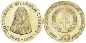 DDR, AR 20 Mark 1966, Leibniz 

Deutsche Demokratische Republik. AR 20 Mark 1966 (20.70 g), Leibniz.
AKS 816.

Unzirkuliert.
