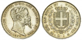 Sardegna, AR Lira 1860 M 

Italia. Regno di Sardegna. Vittorio Emanuele II. AR Lira 1860 M (5.00 g), Milano.
Montenegro 90.

Quasi FDC.
