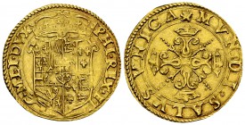 Milano, AV Scudo d'oro del sole 

Milano. Filippo II di Spagna duca di Milano (1554-1598). AV Scudo d'oro del sole (26 mm, 3.28 g).
Dr. Stemma coro...