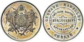 Genf, AE Medaille, Gustave Badollet 

Schweiz, Genf. AE Medaille o. J. (um 1880) (30 mm, 7.95 g), Horlogerie Gustave Badollet. Von V. Schlüttler. 
...