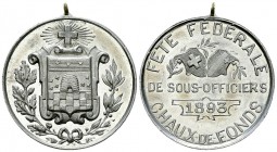 La Chaux-de-Fonds, AL Medaille 1893 

Schweiz, La Chaux-de-Fonds. Alu-Medaille 1893 (30 mm, 5.52 g), auf die Fête Fédérale de Sous-officiers.

Mit...