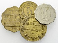 Schweiz, Lot von 4 Marken und Jetons 

Schweiz. Lot von 4 (vier) Marken und Jetons:

Veyrier 1887, Tramway, 15 Rappen. Veyrier o.J., 10 Rappen.
 ...
