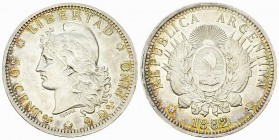 Argentina AR 50 Centavos 1882 

Argentina, Republic. AR 50 Centavos 1882 (12.53 g).
KM 28.

Nicely toned. Good extremely fine/uncirculated.