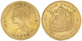 Chile AV 100 Pesos 1956 

Chile, Republic. AV 100 Pesos 1956 (31 mm, 20.32 g), Santiago.
KM 175.

Low mintage. Almost uncirculated.