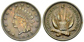 USA Patriotic Civil War AE Token 

USA. Patriotic Civil War AE Token (19 mm, 3.28 g). 1863 Indian Head/Crossed Cannons type. 
Obv. Feathered Indian...