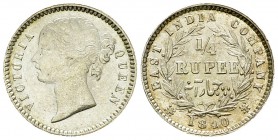 India, British, AR 1/4 Rupee 1840 

India, British. Victoria (1837-1901). AR 1/4 Rupee 1840 (2.91 g).
KM 454.

Uncirculated.