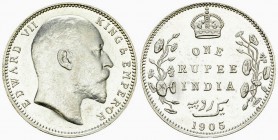 India, British, AR Rupee 1905 

India, British. Edward VII (1901-1910). AR Rupee 1905 (11.66 g).
KM 508.

Brilliant uncirculated.