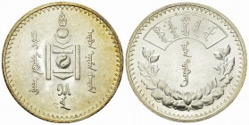 Mongolia AR Tugrik 1925 

Mongolia. AR Tugrik year 15 (1925) (19.98 g).
KM 8.

Almost uncirculated.