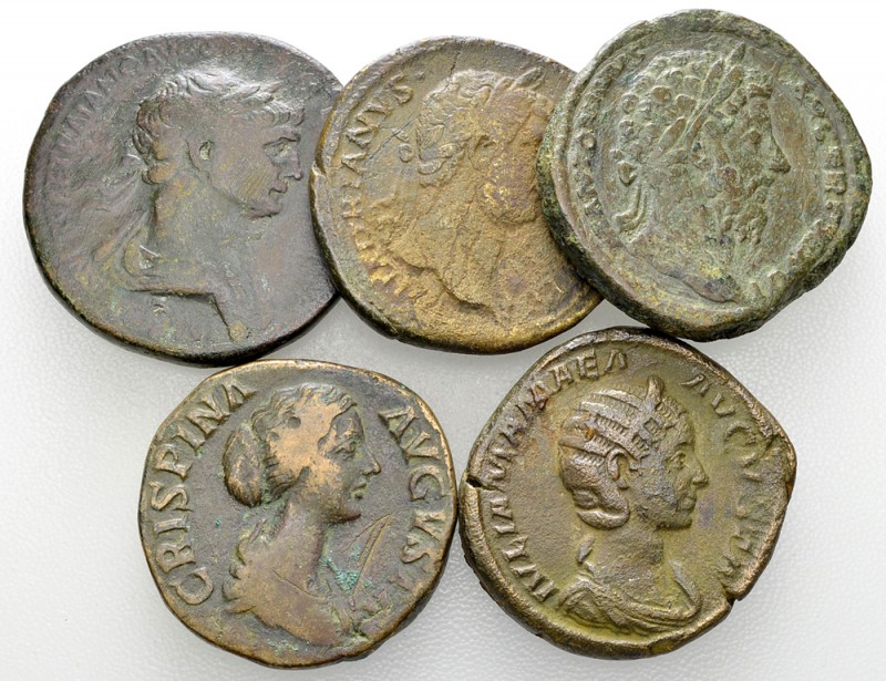 Lot of 5 Roman AE Sestertii 

Lot of 5 (five) Roman AE Sestertii: Traianus, Ha...