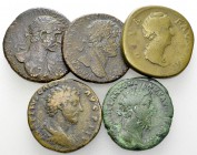 Lot of 5 Roman AE Sestertii 

Lot of 5 (five) Roman AE Sestertii: Hadrianus (2), Faustina I, and Marcus Aurelius (2).

Fine/very fine. (5)

Lot ...