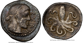 SICILY. Syracuse. c.470-450 BC. AR litra (12mm, 0.73 gm, 5h). NGC VF 5/5 - 3/5. ΣYPA, head of Arethusa right, wearing pearl taenia and necklace, hair ...