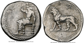 BABYLONIA. Alexandrine Empire. Uncertain satrap (ca. 328-311 BC). AR stater (22mm, 15.96 gm, 3h). NGC VF 3/5 - 3/5, flan flaw Ba'al seated left, bare ...
