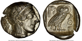 ATTICA. Athens. Ca. 440-404 BC. AR tetradrachm (25mm, 17.22 gm, 10h). NGC MS 5/5 - 4/5. Mid-mass coinage issue. Head of Athena right, wearing earring,...