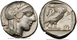 ATTICA. Athens. Ca. 440-404 BC. AR tetradrachm (24mm, 17.17 gm, 9h). NGC Choice XF 5/5 - 4/5. Mid-mass coinage issue. Head of Athena right, wearing ea...