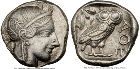 ATTICA. Athens. Ca. 440-404 BC. AR tetradrachm (24mm, 17.14 gm, 1h). NGC Choice XF 5/5 - 3/5. Mid-mass coinage issue. Head of Athena right, wearing ea...