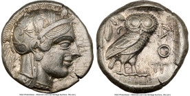 ATTICA. Athens. Ca. 440-404 BC. AR tetradrachm (24mm, 17.18 gm, 7h). NGC XF 5/5 - 5/5. Mid-mass coinage issue. Head of Athena right, wearing earring, ...