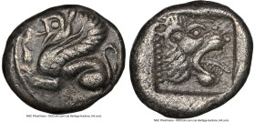 TROAS. Assus. Ca. 500-450 BC. AR drachm (14mm, 7h). NGC Choice VF. Griffin springing left / Head of lion right within incuse square. BMC 1. HID0980124...