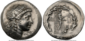 AEOLIS. Myrina. Ca. mid-2nd century BC. AR tetradrachm (33mm, 16.19 gm, 12h). NGC Choice XF 4/5 - 2/5, Fine Style, brushed. Laureate head of Apollo ri...