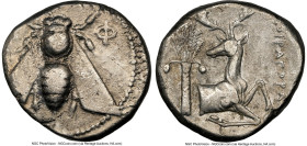 IONIA. Ephesus. Ca. 4th century BC. AR tetradrachm (23mm, 14.95 gm, 12h). NGC VF 3/5 - 3/5. Ca. 340-325 BC, Moiragorus, magistrate. E-Φ, bee with stra...