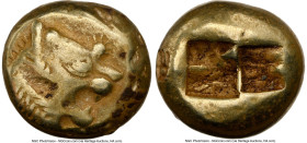 LYDIAN KINGDOM. Alyattes or Walwet (ca. 610-546 BC). EL third-stater or trite (12mm, 4.68 gm). NGC Fine 4/5 - 3/5, countermark, flan flaw. Lydo-Milesi...