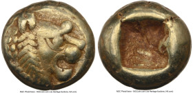 LYDIAN KINGDOM. Alyattes or Walwet (ca. 610-546 BC). EL 1/12 stater or hemihecte (7mm, 1.15 gm). NGC Choice VF 5/5 - 4/5. Lydo-Milesian standard, Sard...