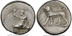 SELEUCID KINGDOM. Seleucus I Nicator, as Satrap (321-281 BC). AR stater (22mm, 16.01 gm, 10h). NGC Choice XF 4/5 - 3/5, marks. Babylon II, the Native ...