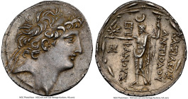 SELEUCID KINGDOM. Antiochus VIII Epiphanes (121-96 BC). AR tetradrachm (32mm, 16.53 gm, 12h). NGC AU 5/5 - 5/5. Ake Ptolemais, ca. 121/0-113 BC. Diade...