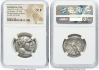 PHOENICIA. Tyre. Ca. 126/5 BC-AD 65/6. AR shekel (25mm, 13.39 gm, 1h). NGC Choice Fine. Dated Civic Year 105 (22/1 BC). Laureate head of Melqart right...