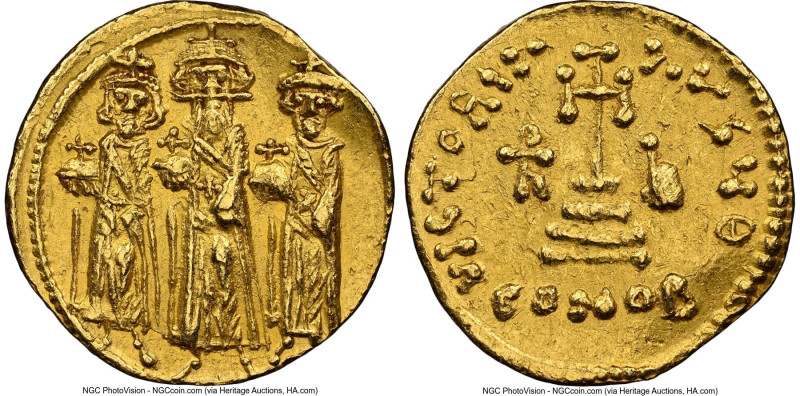 Heraclius with Heraclius Constantine, and Heraclonas (AD 638-641). AV solidus (1...