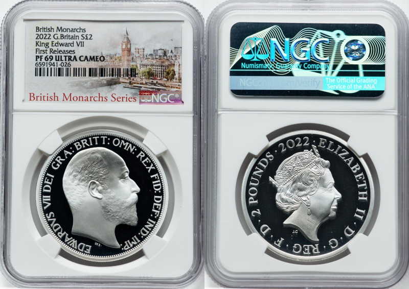 Elizabeth II silver Proof "King Edward VII" 2 Pounds (1 oz) 2022 PR69 Ultra Came...