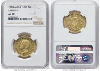 Sardinia. Carlo Felice gold 40 Lire 1825-(Eagle)-L AU50 NGC, Turin mint, KM120.1. HID09801242017 © 2023 Heritage Auctions | All Rights Reserved