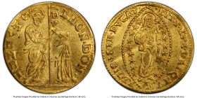 Venice. Leonardo Dona Zecchino ND (1605-1612) AU Details (Bent) PCGS, KM32, Fr-1278. 3.46gm. Ex. The Dynasty Collection, #131 HID09801242017 © 2023 He...