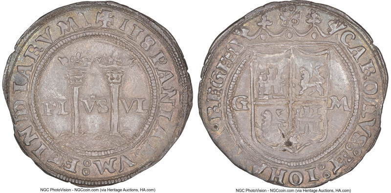 Charles & Johanna "Late Series" Real ND (1542-1555) G-M AU58 NGC, Mexico City mi...