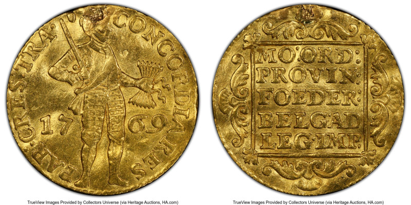 Utrecht. Provincial gold Ducat 1769 AU Details (Plugged) PCGS, Utrecht mint, KM7...