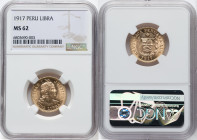 Republic gold Libra 1917 MS62 NGC, Lima mint, KM207, Fr-73. HID09801242017 © 2023 Heritage Auctions | All Rights Reserved