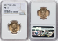 Republic gold Libra 1917 AU58 NGC, Lima mint, KM207, Fr-73. HID09801242017 © 2023 Heritage Auctions | All Rights Reserved