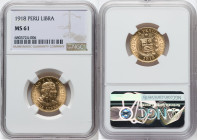 Republic gold Libra 1918 MS61 NGC, Lima mint, KM207, Fr-73. HID09801242017 © 2023 Heritage Auctions | All Rights Reserved