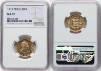 Republic gold Libra 1919 MS62 NGC, Lima mint, KM207, Fr-73. HID09801242017 © 2023 Heritage Auctions | All Rights Reserved
