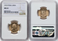 Republic gold Libra 1919 MS61 NGC, Lima mint, KM207, Fr-73. HID09801242017 © 2023 Heritage Auctions | All Rights Reserved