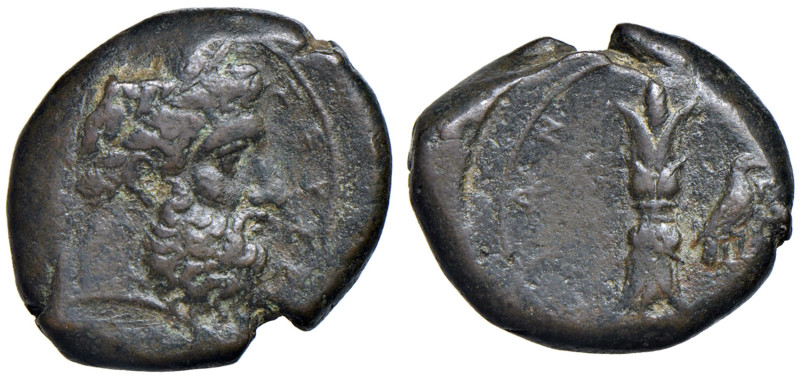 SICILIA Siracusa - AE (circa 367-344 a.C.) Testa di Zeus a d. - R/ Fulmini - S.A...