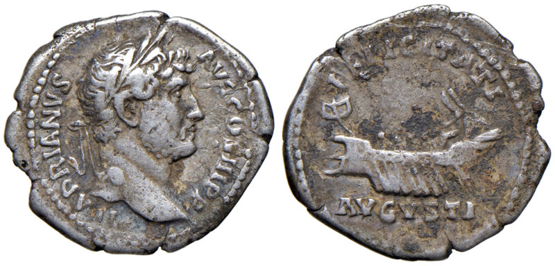 Adriano (117-138) Denario - Testa laureata a d. - R/ Nave a d. - RIC 240 AG (g 2...