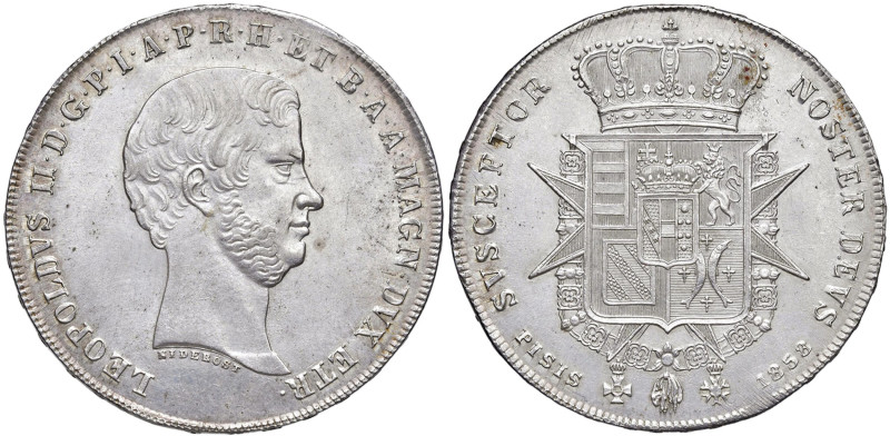 FIRENZE Leopoldo II (1824-1859) -Francescone 1858 - MIR 449/4 AG (g 27,37) Colpe...