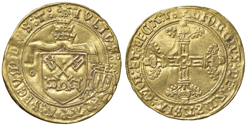 Giulio II (1503-1513) Avignone - Scudo d'oro del sole - Munt. 78 AU (g 3,35) RR ...