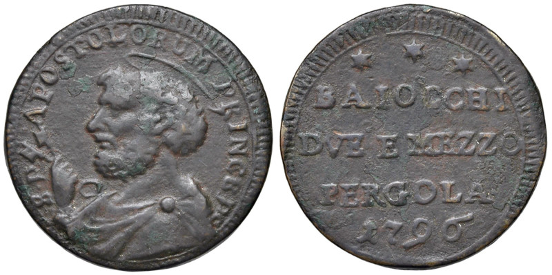 Pio VI (1774-1799) Pergola - Sanpietrino 1796 - Munt. 382 CU (g 14,00) RR

Sta...