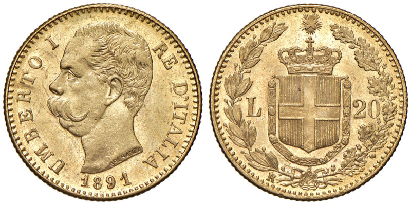 Umberto I (1878-1900) 20 Lire 1891 - Nomisma 989 AU

Status: qFDC/FDC