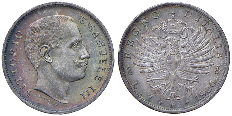 Vittorio Emanuele III (1900-1946) Lira 1906 - Nomisma 1196 AG Colpetti al bordo,...