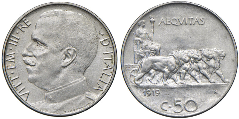 Vittorio Emanuele III (1900-1946) 50 Centesimi 1919 L - Nomisma 1233 NI

Statu...