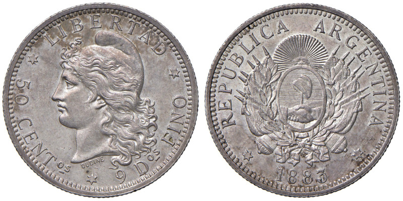 ARGENTINA 50 Centavos 1883 - KM 28 AG (g 12,53)

Status: SPL