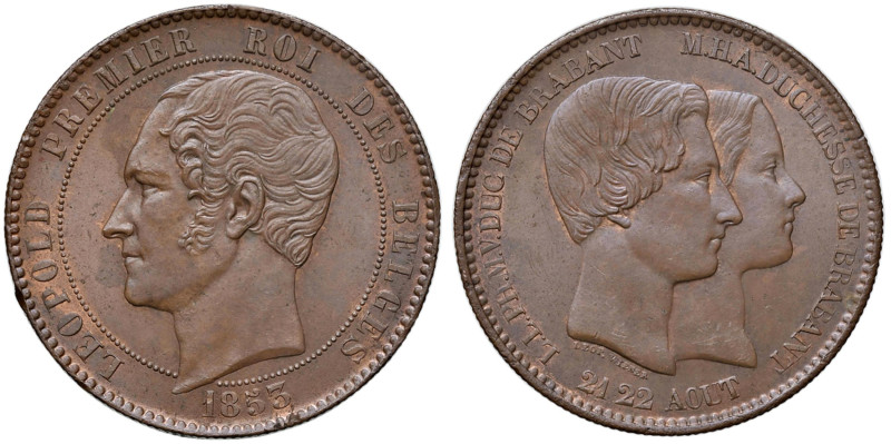 BELGIO Leopoldo I (1831-1865) 10 Centimes 1853 - KM X#M1 CU (g 19,55) Colpetti a...